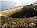 A gulley beneath Drybedd summit in Blaenrheidol Community