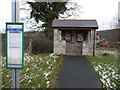 Bus stop information point near Llanferres in CH7 5SQ