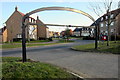 Grange farm through the dog walkers' car park arch in MK8 0NA