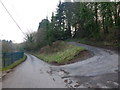 Road junction close to Wentwood reservoir dam in Llanvaches Community
