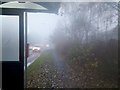 A Townhill Way bus stop in the fog in SO30 3AG