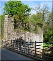 East abutment of old railway bridge over River Usk at Trallong, Powys in LD3 8HF