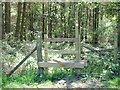 Stile on the path into Key Wood in ST10 3AU
