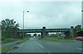 Railway bridge over the A570 in WA11 7SX