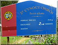 Church nameboard, St Cynog's, Battle in LD3 9NS