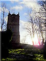 Sunset behind St Mary's church, Mold in CH7 1SB