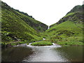 Looking towards the waterfall on the Nant Melyn in CF42 5SB
