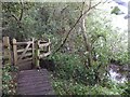 Boardwalk and kissing gate, Blackpan Common in PO36 9PR