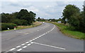 Bend in the A38 on the approach to Leathern Bottle in GL11 5JE
