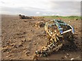 Washed up lobster pot on the beach south of Silloth in CA7 4JR