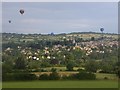 Hot air balloons over Painswick, from Longridge in Gloucestershire