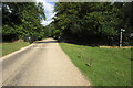 Road and cattle grid into the Brickground plantation in MK43 0XJ