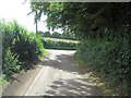 Un-named lane approaches junction with Egbury Road in SP11 6DS