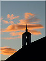 Kirkmichael Church bell tower and dusk sky in PH10 7NS