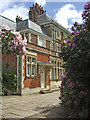 South Door of Forty Hall, with Rhododendrons, Enfield in EN2 9HA