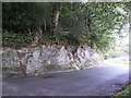 Rock face on side of road into Llanglydwen in SA34 0XR
