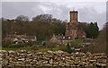 Kingston Church & limestone dry stone wall in BH20 5LJ