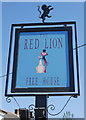 Inn sign of the Red Lion, St Kew Highway in PL30 3EE
