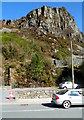 A craggy view north across McColl's car park Blaenau Ffestiniog   in LL41 3EF