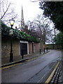 Elm Row and Christ Church spire in NW3 7JD