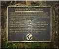 Plaque at  Abbots Wood Garden in LA13 0SG
