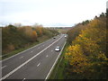 Looking east along the A30 from the Gwinear Road bridge at Connor Downs in TR27 5EQ