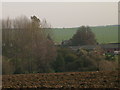 Ploughed earth above Barham Hall Cottages in CB1 6PH