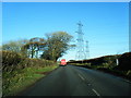 A484 crossed by power lines in Llandyfaelog Community
