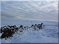 Drystone wall on snowy Spitlers Edge in BL7 8BQ