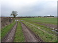 Farm track & fields north of Knightley Eaves Farm in ST21 6HS