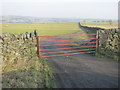 Entrance gate and drive to Low Shipley Farm from Howlea Lane in DL13 3PD