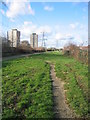 View north west along the Greenway, near Abbey Mills, West Ham in E15 2TA