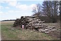Log pile by Dunkirt Barn in Anna Ward