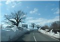 Very deep snow on the A5104 near Dafarn Dywyrch in LL11 3BA