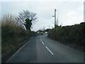 Lane approaching Pen-y-Ffordd village boundary in CH8 9JA