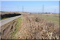 Country road, pylons and farmland in SA33 5BA