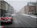 Tywyn High St during the blizzard. in LL36 0DN