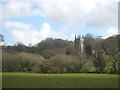 Looking across the fields to St Creda's Church in TR2 4SL