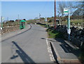 Two bus stops, a bus shelter and a phonebox, Nasareth in LL54 6EE