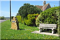 Bench and memorial at Horton crossroads in TA19 9QS
