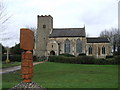 Village Sign and Church, Ashwellthorpe in Ashwellthorpe and Fundenhall