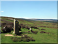 Erect stone with waymark on Barningham Moor in Barningham