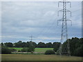 Pylons and railway beside Limekiln Road in BS37 7QF