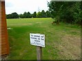 Moulsford recreation ground with a notice by the pavilion in OX10 9JB
