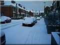 Snowy day in Darwin Street ,  Castle,  Northwich ,  March 2006 in CW8 1DY