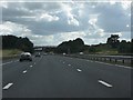 M69 approaching a footbridge near Yennards Farm in LE9 7TY