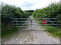 Gate across the track to White Moors car park in CV13 6BY