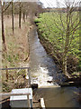 Stream and weir from Brantham Bridge on the A137 in IP9 2NY