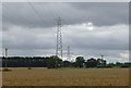 Electricity pylons and poles in Acklington