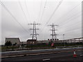Twin pylons in Llanwern Steelworks in NP19 4RG